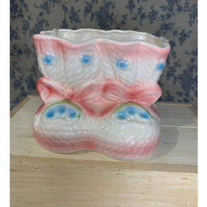 Relpo Pink Ceramic Baby Booties Planter